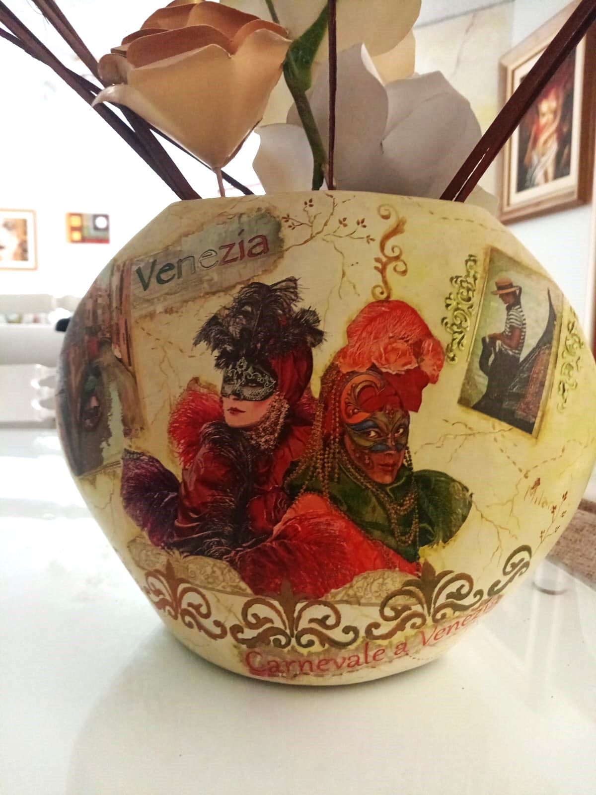 florero en decoupage