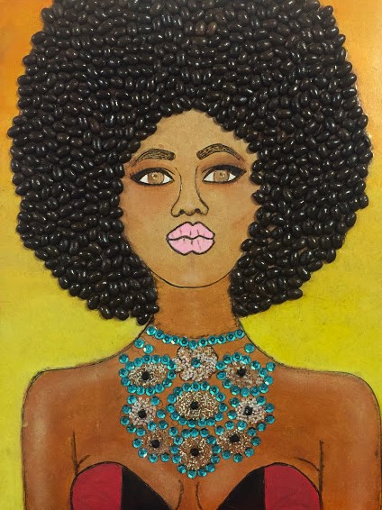 mujer afro con cafe