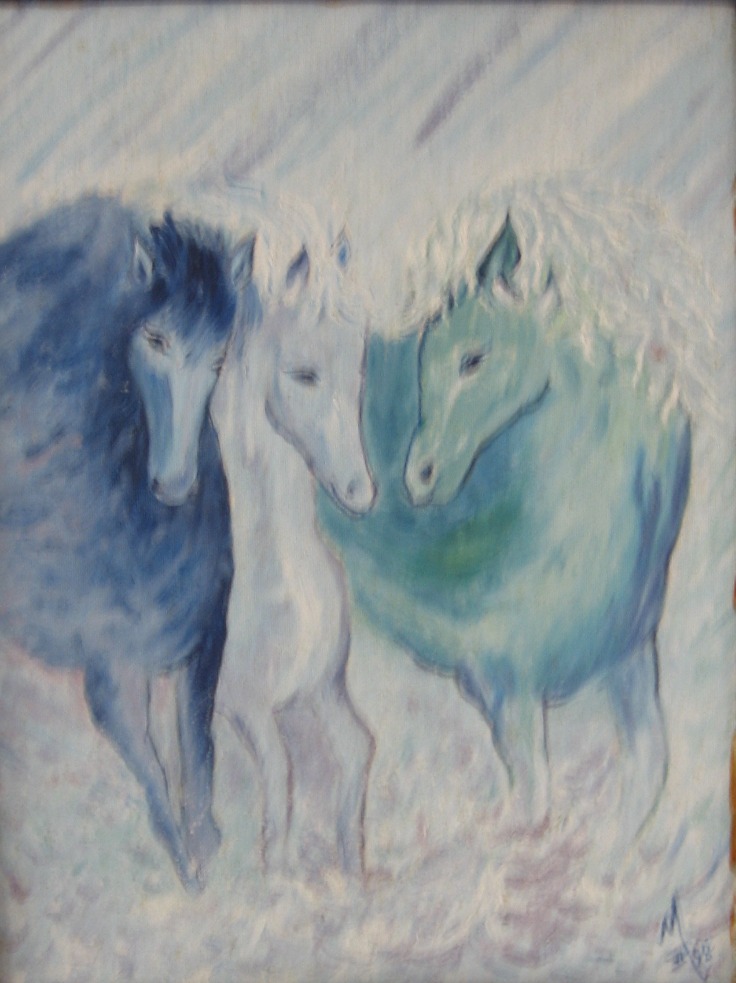 Cuadro Trio de Caballo 50x40. Tecnica oleo