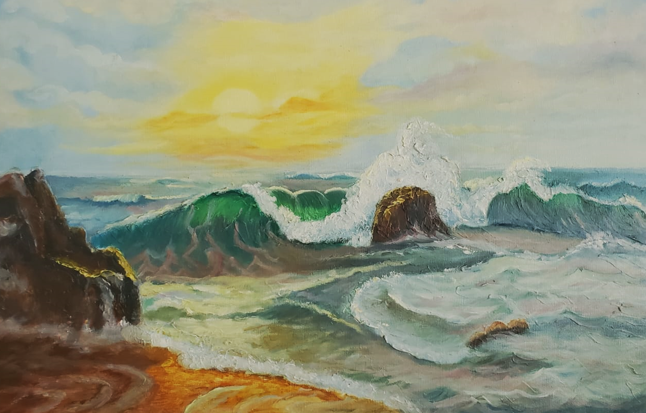 Olas y peñascos. 60 x 40. Técnica Oleo